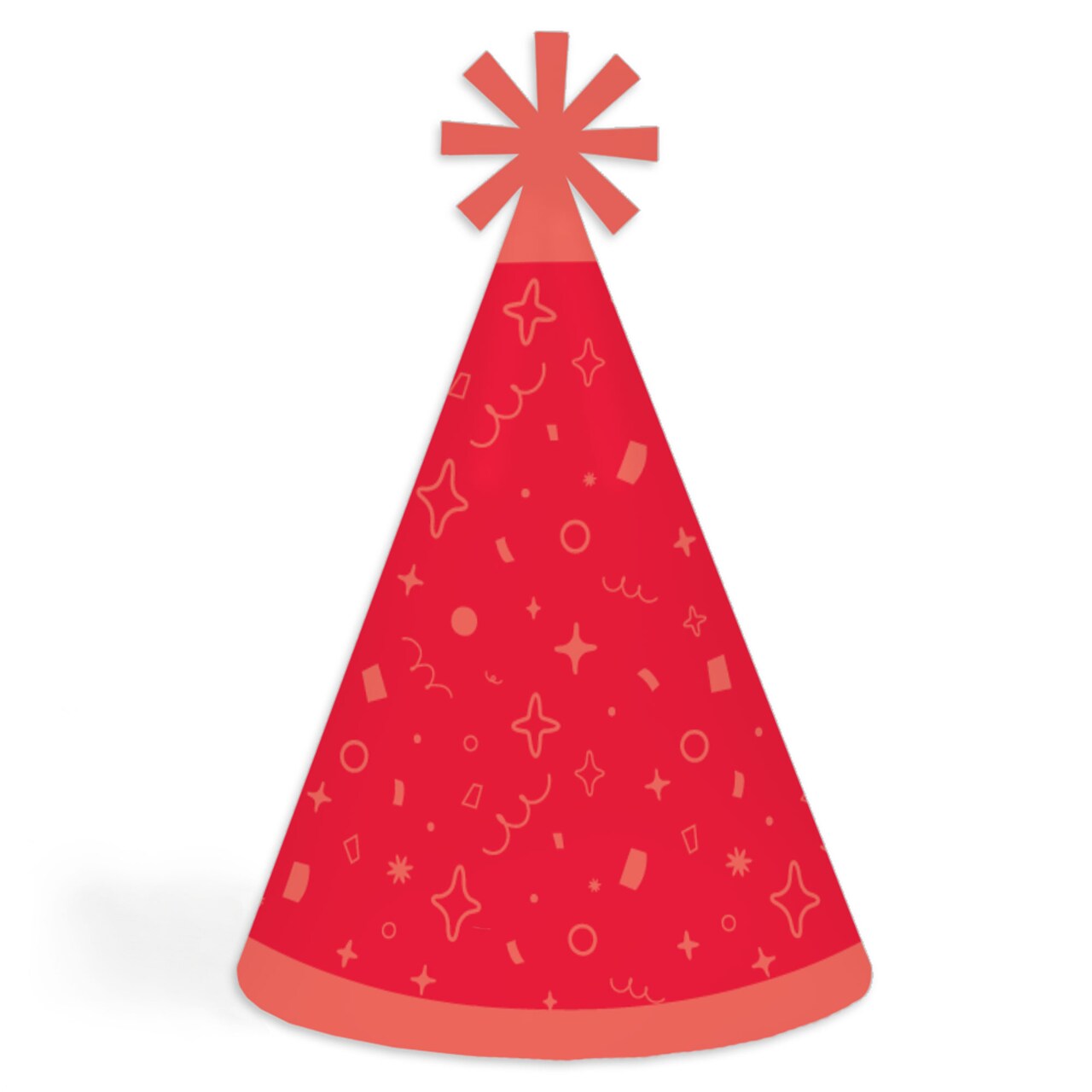 Big Dot of Happiness Red Confetti Stars - Cone Happy Birthday Party Hats for Kids and Adults - Set of 8 (Standard Size)